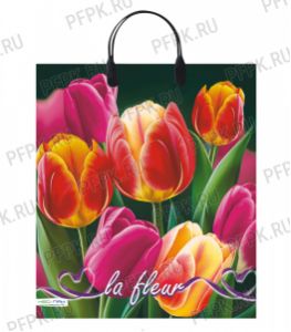 Пакет с пласт.руч. ФОТОПЕЧАТЬ 38х44 (90 мкм) Яркие тюльпаны [5/100]