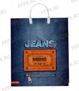 Пакет с пласт.руч. ФОТОПЕЧАТЬ 38х44 (90 мкм) Джинс лейбл [5/100]