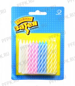 Свечи праздничные для торта ВЕСЕЛАЯЗАТЕЯ (уп. 24 шт.) Ассорти [1/432]