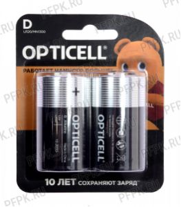 Батарейки OPTICELL LR20 (D) алкалин (блистер 2 шт) [2/20]