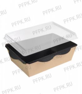 Емкость бум. V400мл крафт/черная внутри (с крышкой) [50/300]