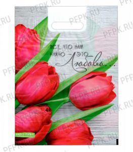 ВЕЛЬВЕТ, вырубная ручка, 30х40 (60мкм) ПВД Романтика [25/1000]