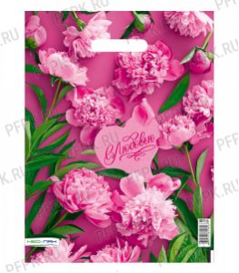 ВЕЛЬВЕТ, вырубная ручка, 30х40 (60мкм) ПВД Розовые пионы [25/1000]