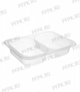 Емкость под запайку 187х137х37 (2-секционная, разделение 50/50) РР, Прозрачная [510/510]