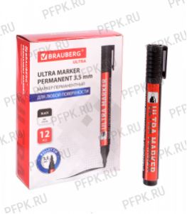 Маркер BRAUBERG ULTRA MARKER, круглый 3,5мм Черный (152-204) [12/1152]