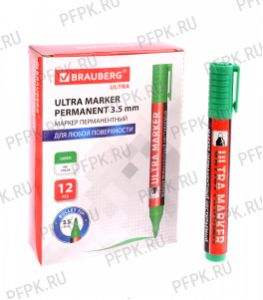 Маркер BRAUBERG ULTRA MARKER, круглый 3,5мм Зеленый (152-207) [12/1152]