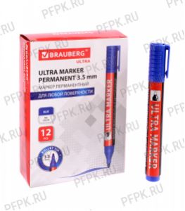 Маркер BRAUBERG ULTRA MARKER, круглый 3,5мм Синий (152-206) [12/1152]