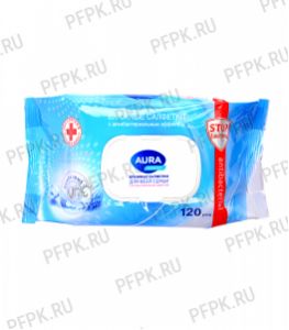 Салфетки влажн. AURA FAMILY с клапаном (уп. 120 шт.) С антибактериальным эффектом для всей семьи [1/12]