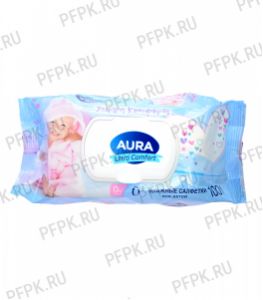 Салфетки влажн. AURA ULTRA COMFORT с клапаном (уп. 100 шт.) Для детей [1/12]