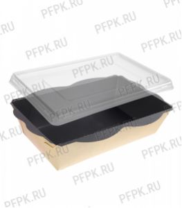 Емкость бум. V800мл V2 крафт/черная внутри (с крышкой) [50/200]