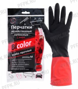 Перчатки латексные хозяйственные БИКОЛОР (черно-красные) M (КонтинентПак) [12/120]