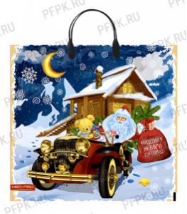 НГ Пакет с пласт. ручкой 37х35 (90 мкм) Новогодняя доставка [5/100]