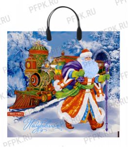 НГ Пакет с пласт. ручкой 37х35 (90 мкм) Сказочный поезд [5/100]