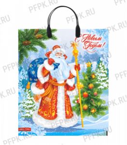 НГ Пакет с пласт. ручкой 38х44 (90 мкм) Желанный гость [5/100]