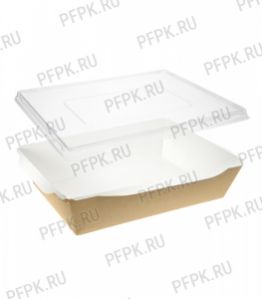 Емкость бум. V1000мл крафт/белая (с крышкой) V2 [50/150]