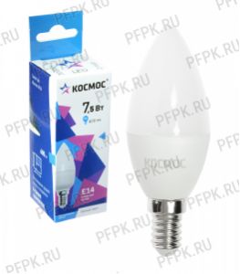 Лампа светодиодная Космос CN 7.5W E14 4500K LED7.5wCNE1445 [10/80]