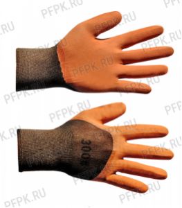 Перчатки нейлоновые с вспененным латексом 3/4 Коричневые с коричневым обливом [12/720]