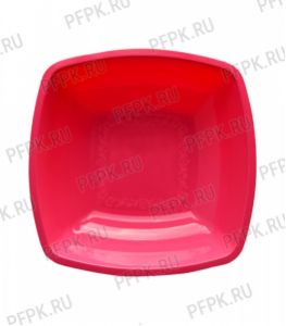 Тарелка квадратная глубокая 180х180мм (в мелкой расфасовке) [уп. 6 шт.] РР, Розовая [1/25]