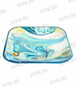 Тарелка бумажная квадратная 230х230 мм Смола бирюза [50/500]