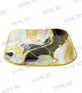 Тарелка бумажная квадратная 230х230 мм Смола черная [50/500]