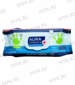 Салфетки влажн. AURA DERMA PROTECT с клапаном (уп. 72 шт.) Ромашка антибактериальные [1/12]