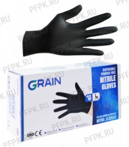 Перчатки нитриловые черные GRAIN (уп. 100шт./50пар) L [1/20]