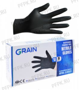Перчатки нитриловые черные GRAIN (уп. 100шт./50пар) S [1/20]