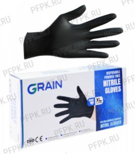 Перчатки нитриловые черные GRAIN (уп. 100шт./50пар) XL [1/20]