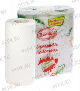 Полотенца бум. 2-сл. LOTTI Овощи mini (уп. 2 рул.) Белые (24х20) [1/12]