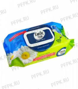 Салфетки влажн. Emily Style очищающие с клапаном (уп. 120 шт.) Антибактериальные [1/14]