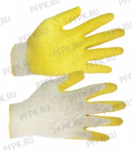 Перчатки х/б с 1-м латексным покрытием Желтые 13-кл. [10/300]