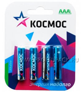 Батарейки КОСМОС LR3 (ААА) алкалин (блистер 4 шт) [48/576]