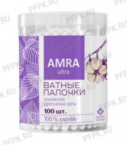 Ватные палочки AMRA (пласт.цилиндр 100 шт.) [1/24]