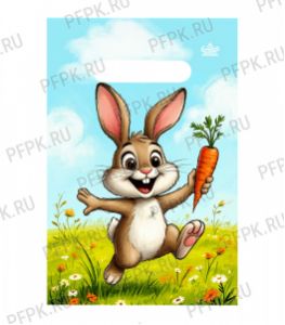 БУТИК, вырубная ручка, 20х30 (30мкм) ПВД, ТИКО Зайка и ежик [100/3000]