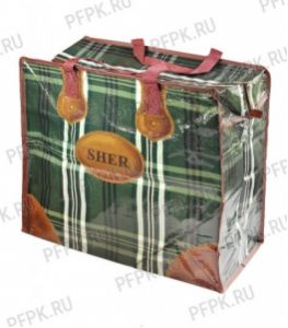 Хозяйственная сумка с молнией, №3 (53+29х48+29) С РИСУНКОМ Кофейная клетка (арт. 2103) [1/12]